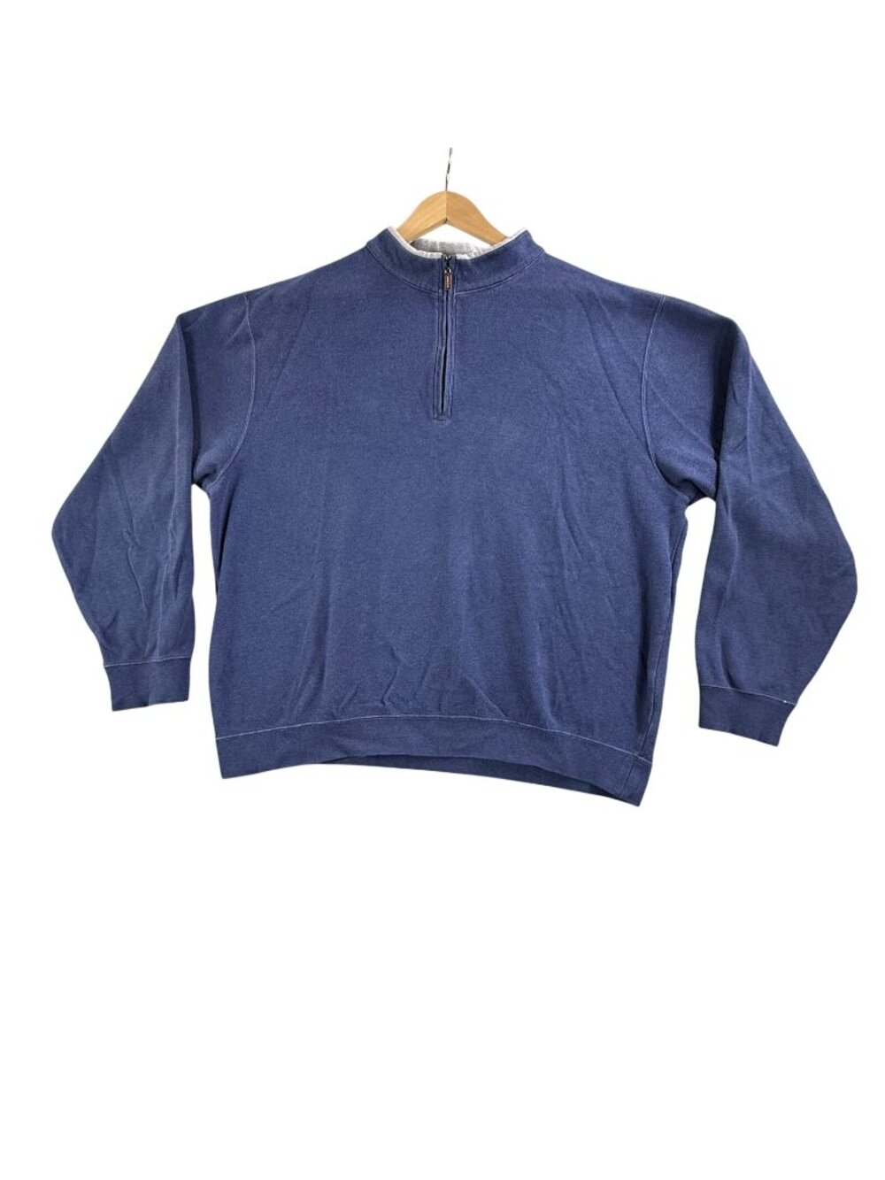 Peter Millar Sweater Mens XL Blue 1/4 Zip Mock Neck Cotton Knit Pullover Golf